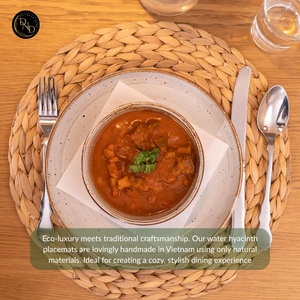 Set de table unique en jacinthe d'eau naturelle, design bohème, écologique, antidérapant, réutilisable, fait main, diamètre 30 cm - Product Image 6