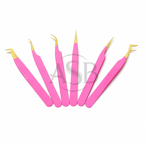 Pince à épiler professionnelle en acier inoxydable testée à la main, rose doré, avec logo personnalisé, légère, pour extensions de cils - Product Image 1