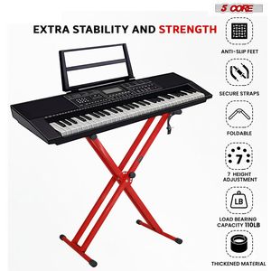Soporte de Teclado Plegable Portátil Ajustable en Forma de X Doble con Correa de Bloqueo para Instrumentos Musicales - Product Image 5