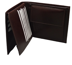 Homens de alta qualidade Slim Bifold Cardholder Listrado Couro Genuíno RFID Bloqueio Botão Moda PU Forro Carteira Curta Aberta - Product Image 6