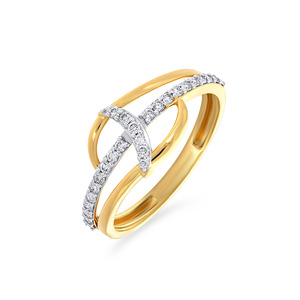 Anillo de Diamantes Joyful Wavy Beauty, Elegante Anillo Infinito de Oro con Piedras Redondas Brillantes Cultivadas en Laboratorio, Diseño Cruzado - Product Image 1