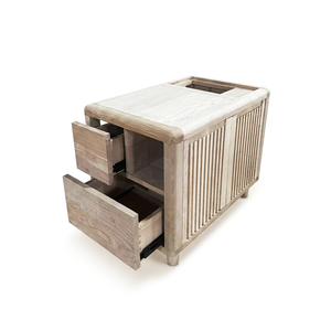 Wood Grain <b>Oak</b> Nightstand with 2 Drawers Modern Design Fluted Side <b>Table</b> Storage <b>Bedside</b> Cabinet for Bedroom Living Room - Product Image 2
