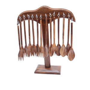 Cuillère en bois massif faite à la main, durable, à long manche, adaptée aux ustensiles de cuisine antiadhésifs, pour la cuisine - Product Image 2