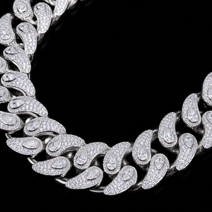 Man's 925 Silver Silver Plated Moissanite Cuban <b>Chain</b> Necklace Hip Hop Style Full <b>Iced</b> Micro Pave Round and Pear Cut Link <b>Chain</b> - Product Image 2