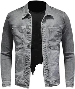 थोक कस्टम जींस जैकेट पुरुषों 2023-24 वसंत कोट अधिक आकार विंटेज ढीले डेनिम जैकेट बाहर