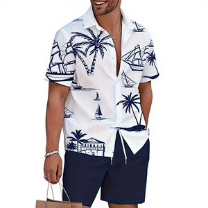 Summer Casual Men's Shorts Set Solid Pattern 100% Cotton Satin Quick Dry Outdoor Sports Beach Use Made in Bangladesh - Product Image 1
