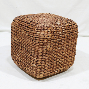 Pouf cube en rotin tressé fait main, style rustique moderne, meubles de salon, décoration intérieure - Product Image 5