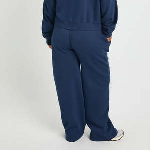 กางเกงวอร์มผู้หญิงผ้าคอตตอนผสม 100% คุณภาพสูง สีกรมท่า ทรงขาตรง เอวยางยืด ระบายอากาศดี ขายส่ง OEM - Product Image 2