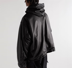 Hot Sale Custom Design & Color Winter Leather Hoodie-High Quality Waterproof Breathable Plus Size Men's OEM Hoodies - Product Image 4