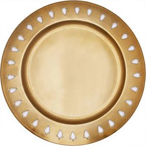Elegante Plato Circular Dorado con Diseño de Árbol de Navidad, Bandeja para Servir Galletas Navideñas, Recortes de Metal para el Año Nuevo - Product Image 1