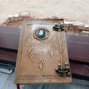 Nouveauté : Carnet ou agenda en cuir véritable 100% avec couverture en cuir de buffle, reliure thermique, pour homme et femme. - Product Image 2