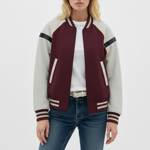 Chaqueta Bomber Varsity de Lana 100% para Mujer, Personalizada, de Primera Calidad, con Perlas y Acabado Teñido, Mangas Largas - Product Image 1