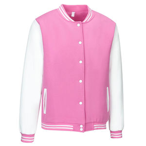 Chaqueta universitaria bomber de cuero personalizada por sublimación, al por mayor, en blanco, para hombre, estilo Letterman, Varsity, de béisbol, con logo frontal, para primavera - Product Image 2
