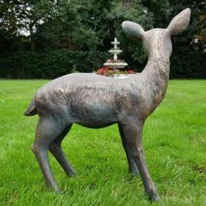 รูปปั้นกวางน้อยสีบรอนซ์ MOQ ต่ำ ของตกแต่งสวน ของตกแต่งคริสต์มาส รูปปั้นกวางเด็ก ขายส่ง - Product Image 3