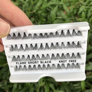 Cils individuels 20D 30D faits à la main, effet duveteux, en cheveux synthétiques, thermocollés, sans nœuds, avec logo personnalisé, couleur foncée - Product Image 1
