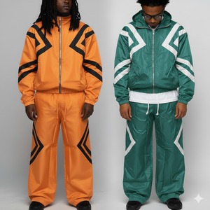 Chándal Deportivo para Hombre con Estampado Geométrico, con Capucha y Cierre de Cremallera, Ligero, de Poliéster, Holgado, para Primavera, con Bolsillos Laterales - Product Image 4