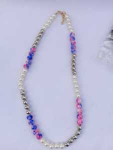 Elegant Glass <b>Bead</b> Necklace with Pearl Accents Handmade Fashion Jewelry for Party Casual and Ethnic Wear - Product Image 3