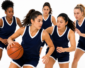 Ensemble de maillot de basket sans manches pour femmes, bleu marine, col en V, uniforme sportif respirant avec short assorti - Product Image 3