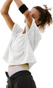 Custom <b>Womens</b> Asymmetrical One Sleeve Oversized Workout Tank <b>Top</b> Formal Loose Fitness Gym Training Breathable 100% Cotton <b>Mesh</b> - Product Image 4