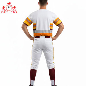 Camiseta de béisbol blanca para hombre con rayas amarillas y granate, número 23, detalle reflectante, material de poliéster para adultos - Product Image 2