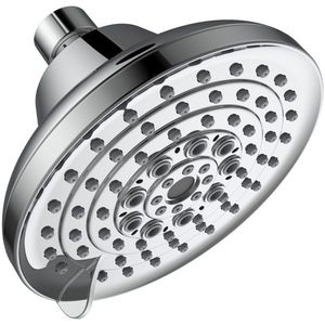 Soffione doccia cromato ad alta pressione con 6 impostazioni di spruzzo, 5 pollici, regolabile e con ugelli anti-intasamento - Product Image 1