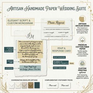Invitations en papier imprimé à bords festonnés, papeterie de mariage artisanale sur mesure, cartes de luxe en coton, annonces d'événements artisanales - Product Image 6