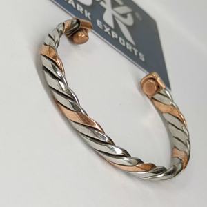 Luxury Magnetic Copper Traditional Open Cuff Bangle Metal Craft Handmade Adjustable Twisted Rope Style <b>Bracelet</b> - Product Image 4