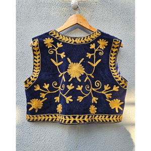 Velvet Embroidered Vest Women's Sleeveless Bomber Jacket Reversible Breathable Winter Outerwear Boho Autumn Style <b>gift</b> for her - Product Image 6