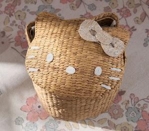 ตะกร้าผักตบชวาพร้อมฝาปิดลายแมว งานแฮนด์เมด ตะกร้าเก็บของ ขายส่ง เป็นมิตรกับสิ่งแวดล้อม ผลิตในเวียดนาม - Product Image 4