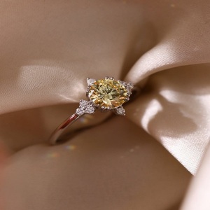 Bagues tendance en diamants de laboratoire IGI taille brillant rondes en or blanc, jaune et rose 14K 18K pour femme, bijoux de fiançailles et de mariage - Product Image 1