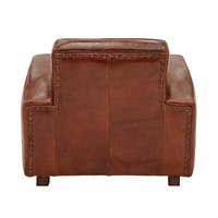 Fauteuil Chesterfield traditionnel en cuir véritable avec dossier capitonné profond, accoudoirs roulés, pieds en bois massif, marron, pour salon