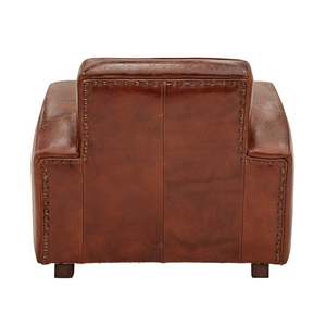 Sillón Chesterfield Tradicional de Cuero Genuino con Respaldo Acolchado Profundo, Brazos Enrollados y Patas de Madera Maciza, Color Marrón para Sala de Estar - Product Image 4