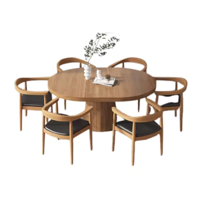Premium Luxury Modern Design Solid <b>Wood</b> <b>Round</b> <b>Dining</b> <b>Table</b> Set for Restaurant Commercial Use Made in Indonesia - Product Image 2