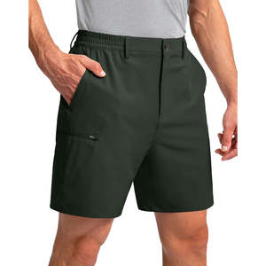 กางเกงขาสั้นคาร์โก้ผู้ชายลำลอง ผ้าฝ้าย 100% สีพื้น 6 กระเป๋า เอวยางยืด 5 นิ้ว ระบายอากาศได้ดี กางเกงครึ่งตัว เหมาะสำหรับเดินป่า เล่นกอล์ฟ ผ้าทอ ยืดหยุ่นได้ - Product Image 5