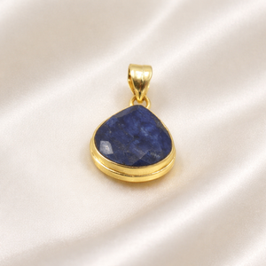 พลอยแซฟไฟร์ธรรมชาติ925สเตอร์ลิงเงินแฮนด์เมดสร้อยคอจี้หยดน้ำตาแบบเหลี่ยมเพชรพลอยของขวัญเครื่องประดับที่ไม่เหมือนใครสำหรับเป็นของขวัญคริสต์มาส - Product Image 3