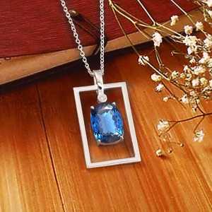 Pendentif en tourmaline bleue indicolite sans défaut, argent sterling 925, pierre précieuse taille coussin 14x10MM, fait main, cadeau de fiançailles - Product Image 5