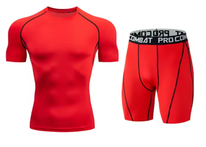 Conjunto de ropa deportiva de compresión para hombre, camisa y pantalones cortos ajustados para gimnasio, chándal para correr, MMA, Fitness, 2 uds. - Product Image 5