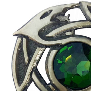 Broche celtique écossaise motif écossais avec pierre verte, finition antique, 3,25 pouces - Product Image 5