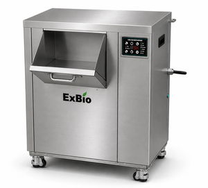 Broyeur de déchets alimentaires ExBio en acier inoxydable pour cuisine commerciale avec panneau de commande numérique et roulettes - Product Image 1