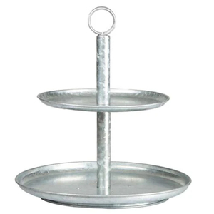 Soporte de servir galvanizado de 2 niveles, bandeja metálica vintage para exhibir cupcakes y postres, ideal para bodas, fiestas y decoración del hogar, a buen precio. - Product Image 1