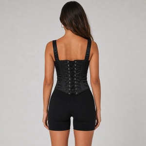 Corsé Moldeador de Satén Negro para Mujer con Cordones Delanteros, Control Firme de Abdomen, Faja Reductora para Uso Diario - Product Image 4