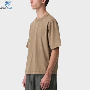 High Quality Men's <b>Drop</b> Shoulder Heavyweight T-shirt Custom Screen Print logo Ribbed Neck Tshirt <b>Box</b> Fit Oversized Cotton Blank - Product Image 3