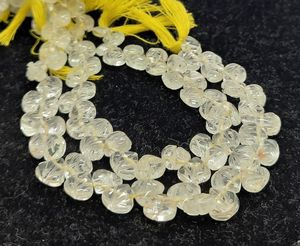 Cuentas de piedras preciosas de aguamarina amarilla natural talladas a mano en forma de corazón de 5-8 mm, cuentas sueltas de aguamarina en forma de corazón para la fabricación de joyería. - Product Image 1