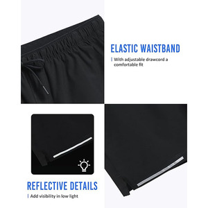 กางเกงขาสั้นกีฬาผู้ชายลำลองสำหรับฤดูร้อน ผ้าเทอร์รี่ แห้งเร็ว ชายผ่า ขอบเอวยางยืดสูง ระบายอากาศดี มีกระเป๋าอเนกประสงค์ ทรงหลวม - Product Image 3