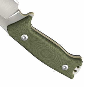 Cuchillos de Caza con Empuñadura Texturizada Verde Oliva, Hoja Fija Plateada, Construcción de Espiga Completa y Doble Orificio en el Mango para Camping - Product Image 5