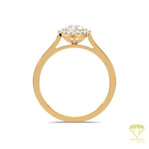 Bague de fiançailles en or jaune avec halo de diamants moissanite taille marquise, bague de promesse et d'anniversaire pour femme, bijoux - Product Image 3