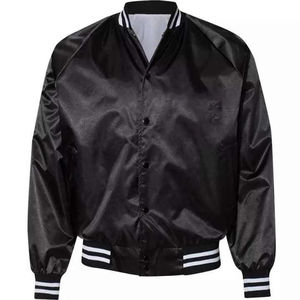 Men's Varsity Jacket <b>Red</b> Satin Customized Stand Collar Casual Style Plain Dyed Technics for Winter Use New Arrival - Product Image 6
