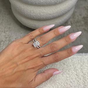 5.50 Carat Radiant Cut E-VVS2 Lab Grown Diamond Engagement <b>Ring</b> _ <b>Split</b> Shank 18K Solid Gold with Round Side Stones_ Bridal <b>Ring</b> - Product Image 4