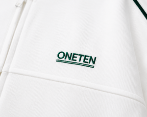 ONETEN <b>Women's</b> White Fleece Track <b>Jacket</b> Full Zip Hooded Collar Embroidered Logo Front Casual Winter Wear Quick Dry - Product Image 5