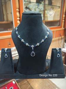 Ensemble de bijoux de mariée classique et élégant, imitation diamant CZ, plaqué argent, collier et boucles d'oreilles pendantes en pierre bleue pour mariage et soirée - Product Image 2